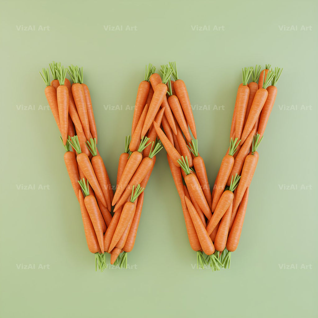 Fresh Carrot Bunch alphabet letter W