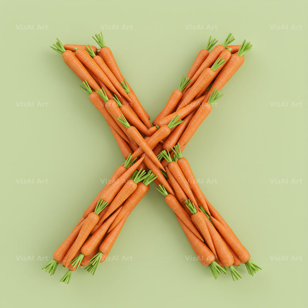 Fresh Carrot Bunch alphabet letter X