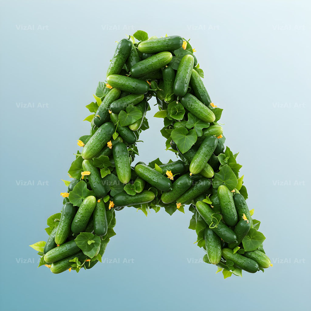 Fresh Cucumber Crunch alphabet letter A