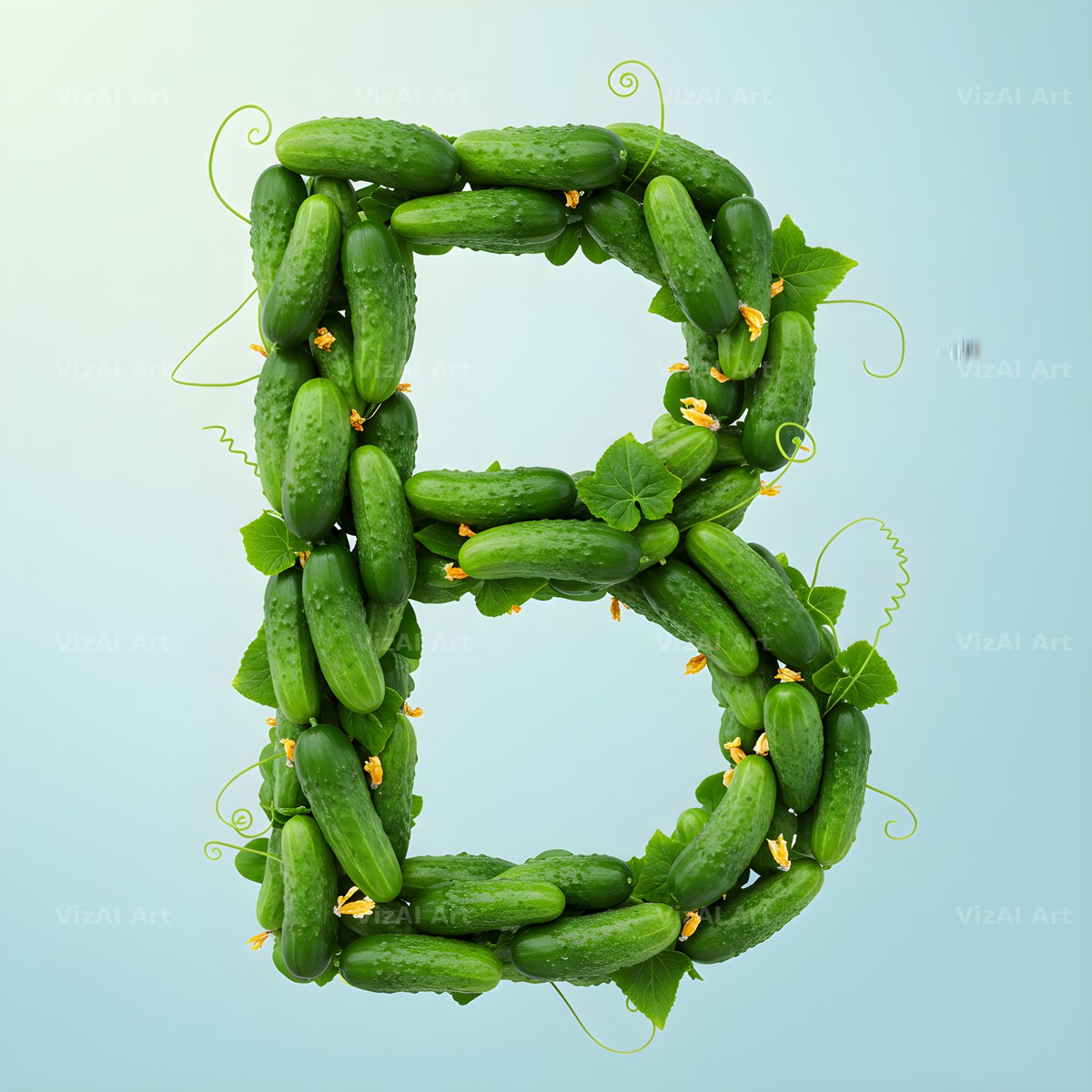 Fresh Cucumber Crunch alphabet letter B