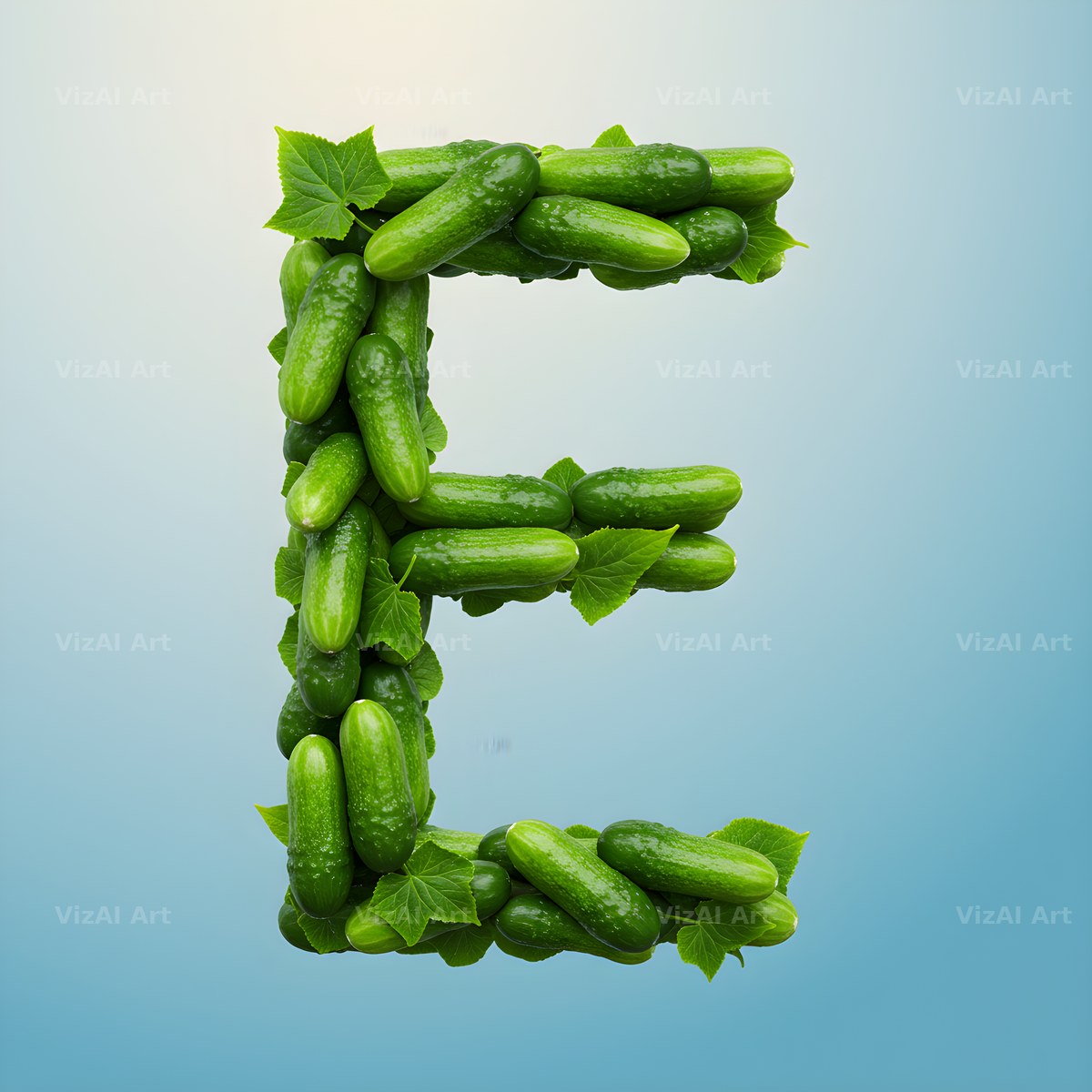 Fresh Cucumber Crunch alphabet letter E
