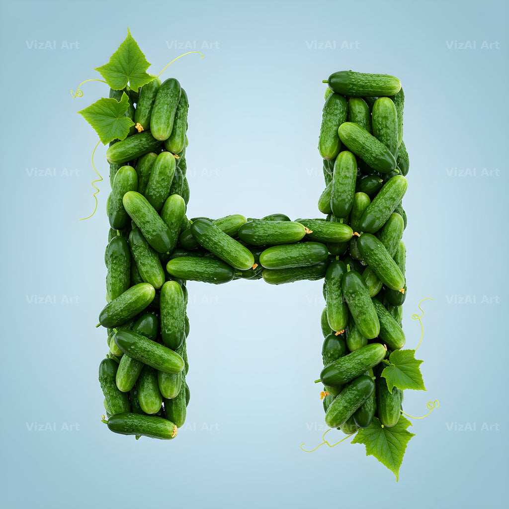 Fresh Cucumber Crunch alphabet letter H