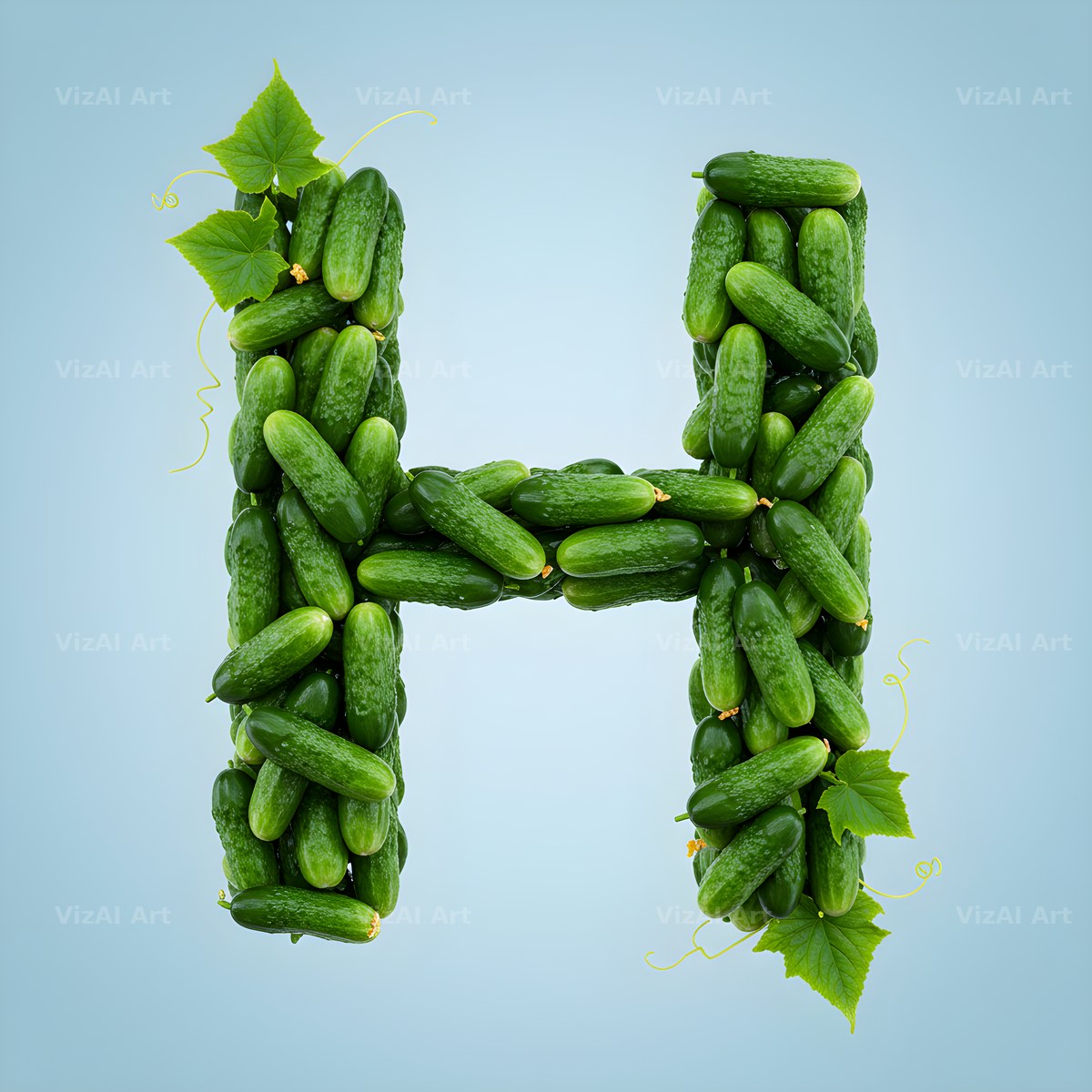 Fresh Cucumber Crunch alphabet letter H