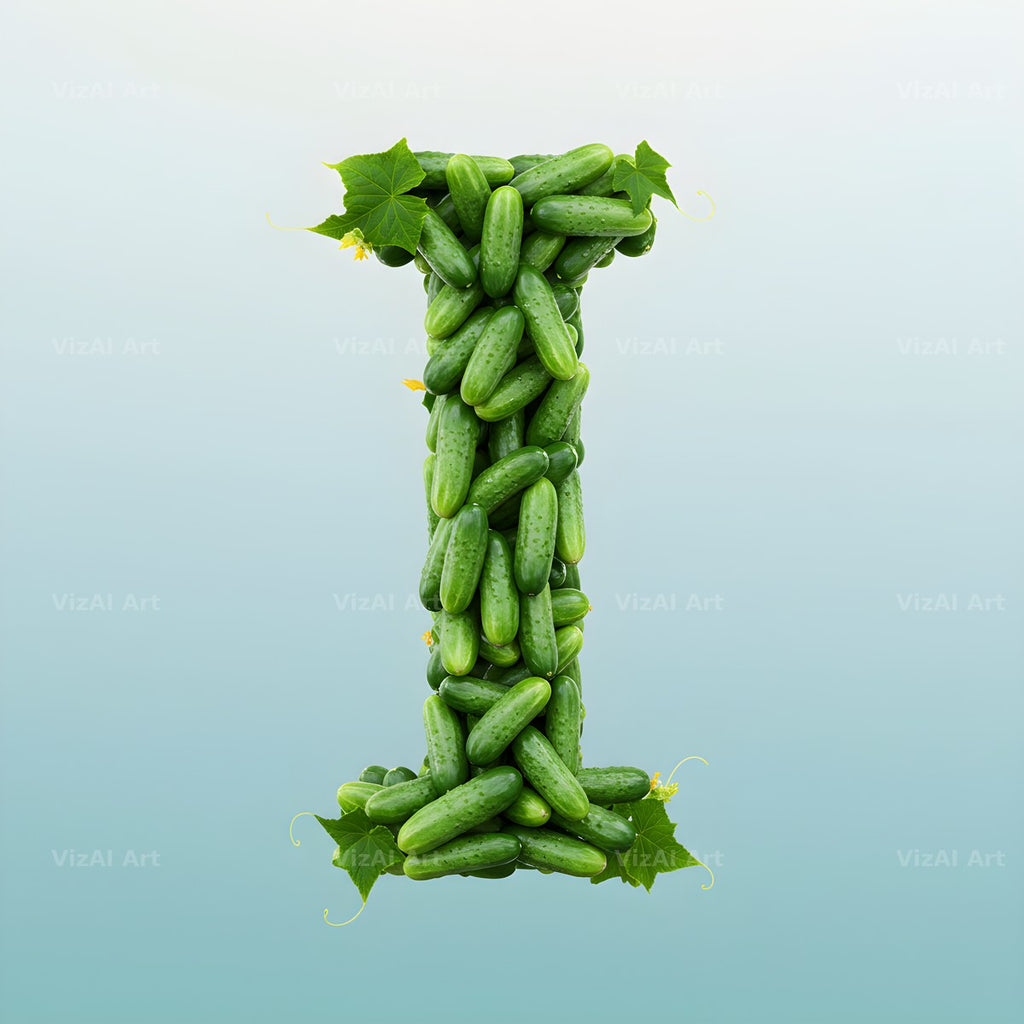 Fresh Cucumber Crunch alphabet letter I