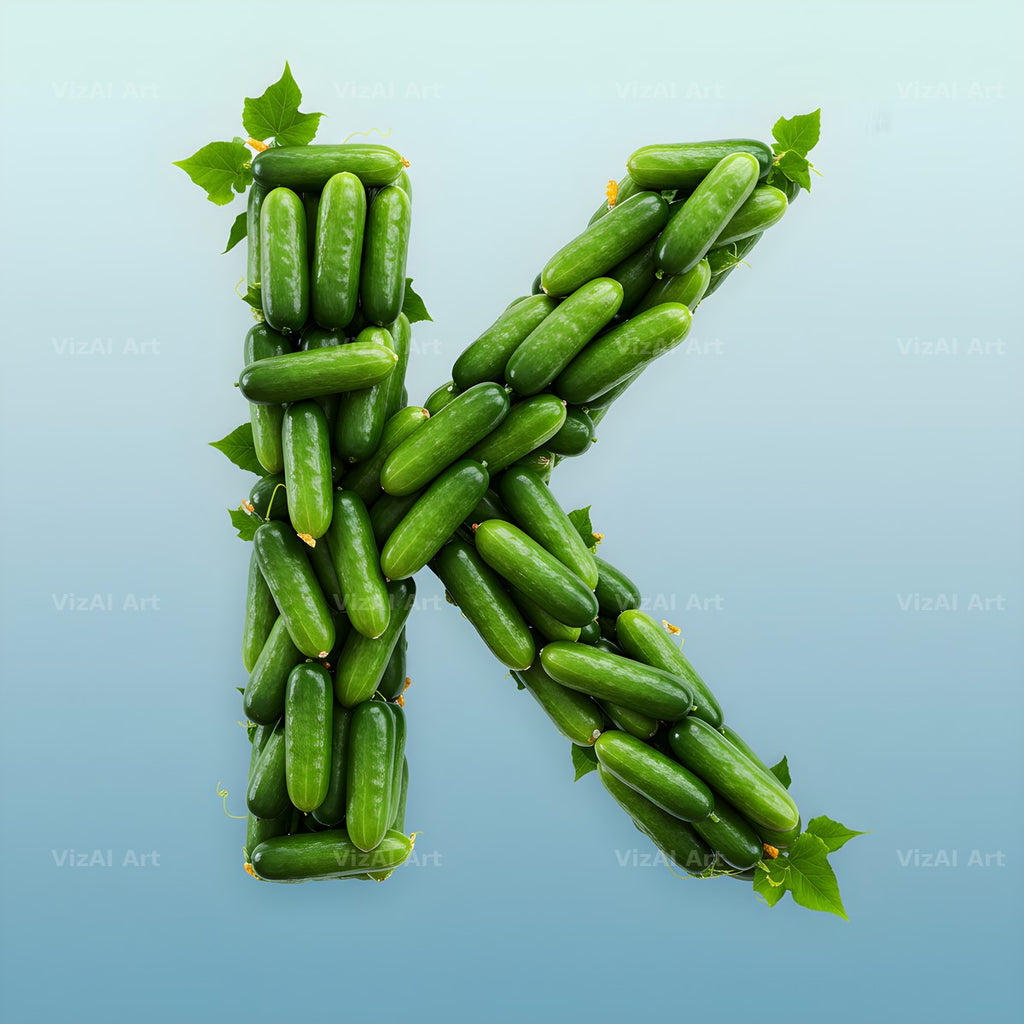 Fresh Cucumber Crunch alphabet letter K
