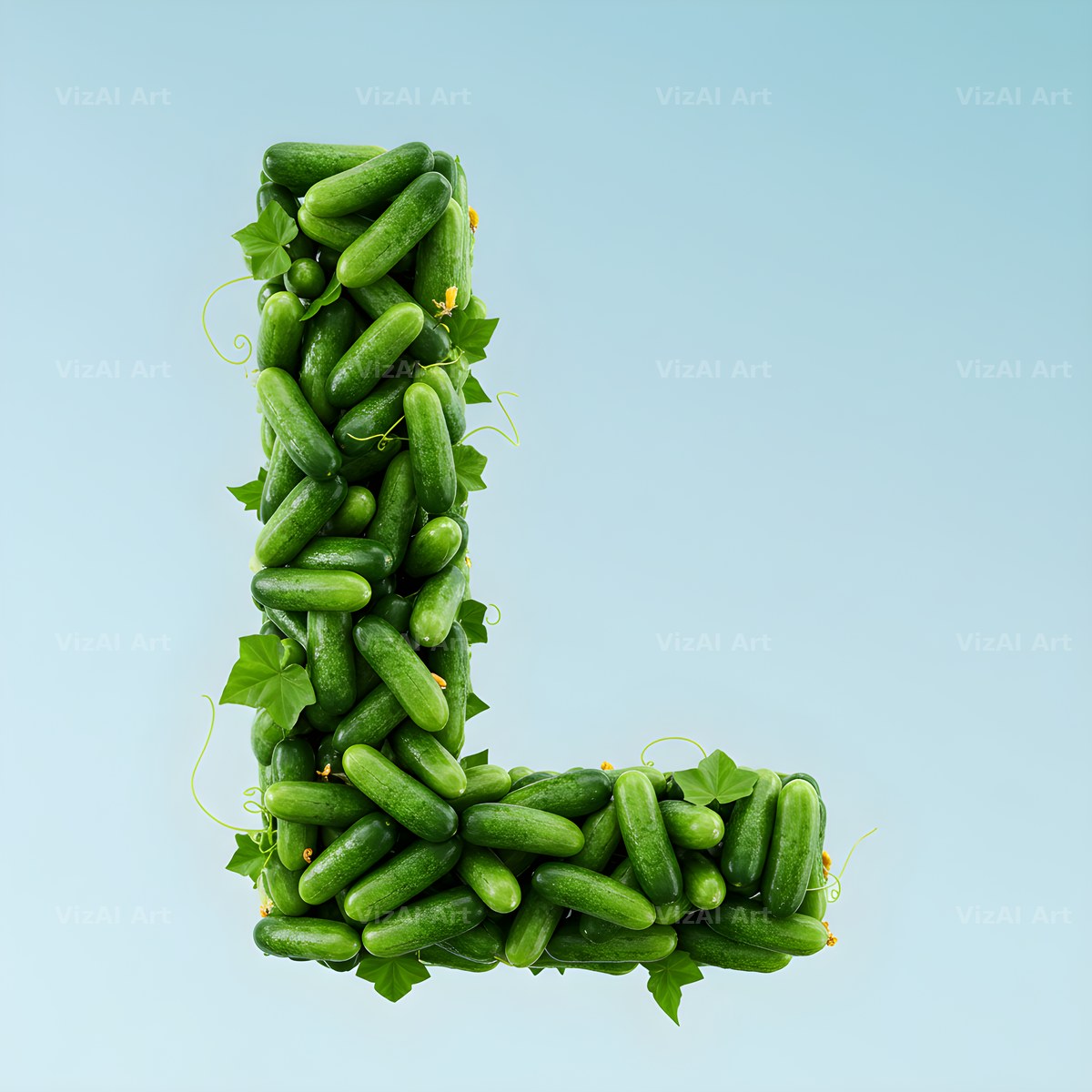 Fresh Cucumber Crunch alphabet letter L