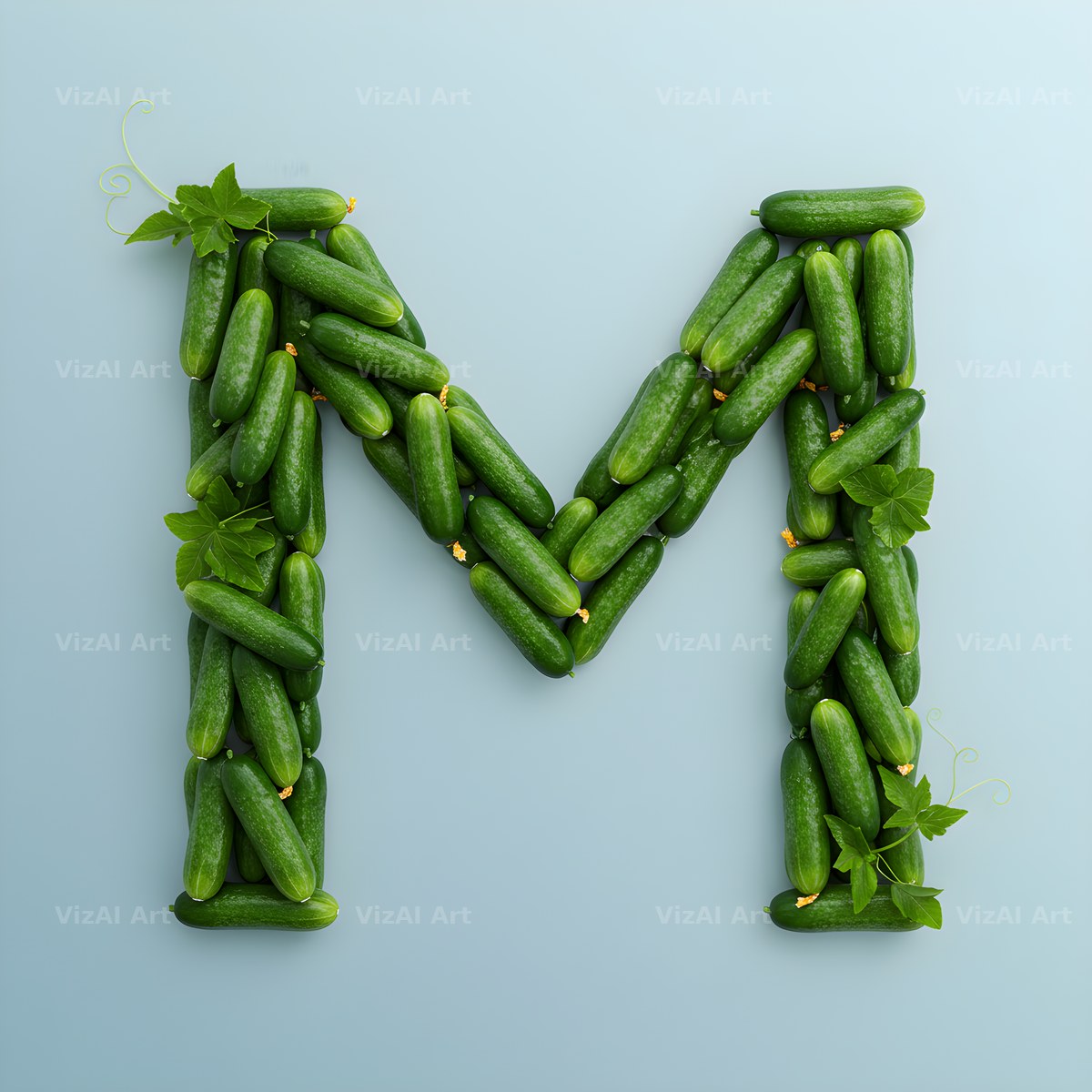 Fresh Cucumber Crunch alphabet letter M