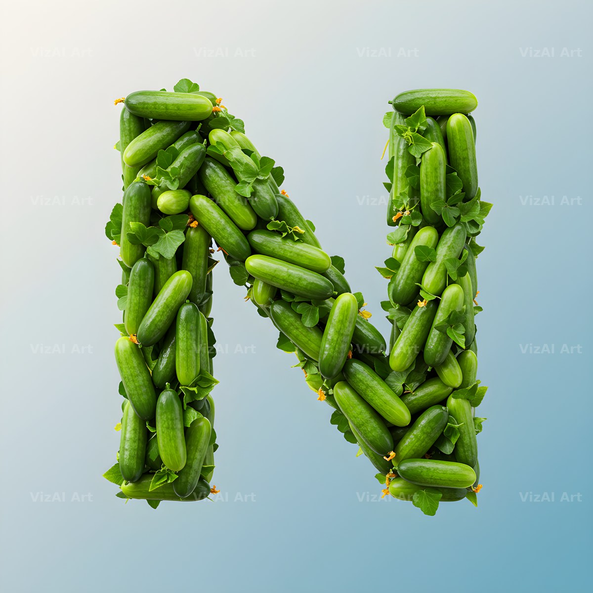 Fresh Cucumber Crunch alphabet letter N