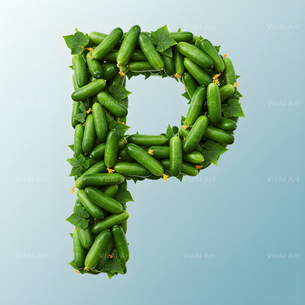 Fresh Cucumber Crunch alphabet letter P