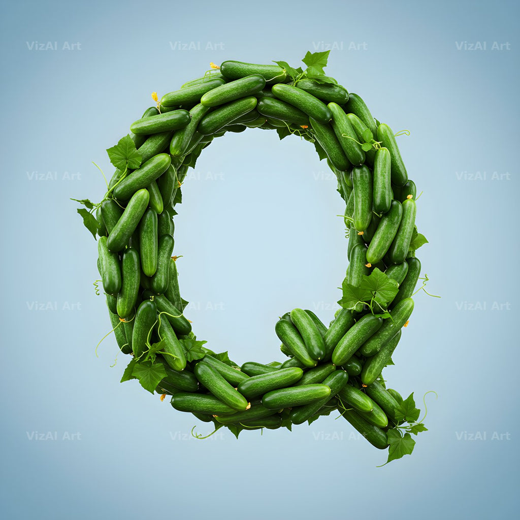 Fresh Cucumber Crunch alphabet letter Q