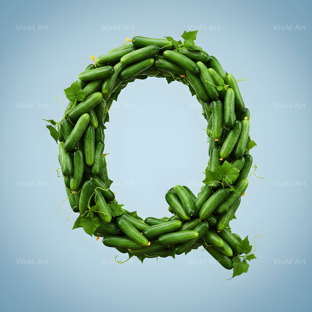 Fresh Cucumber Crunch alphabet letter Q