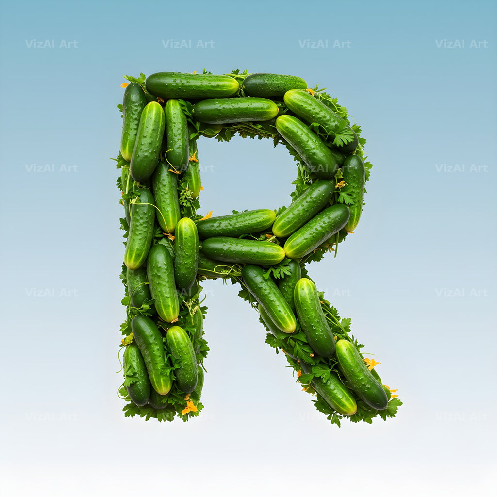 Fresh Cucumber Crunch alphabet letter R