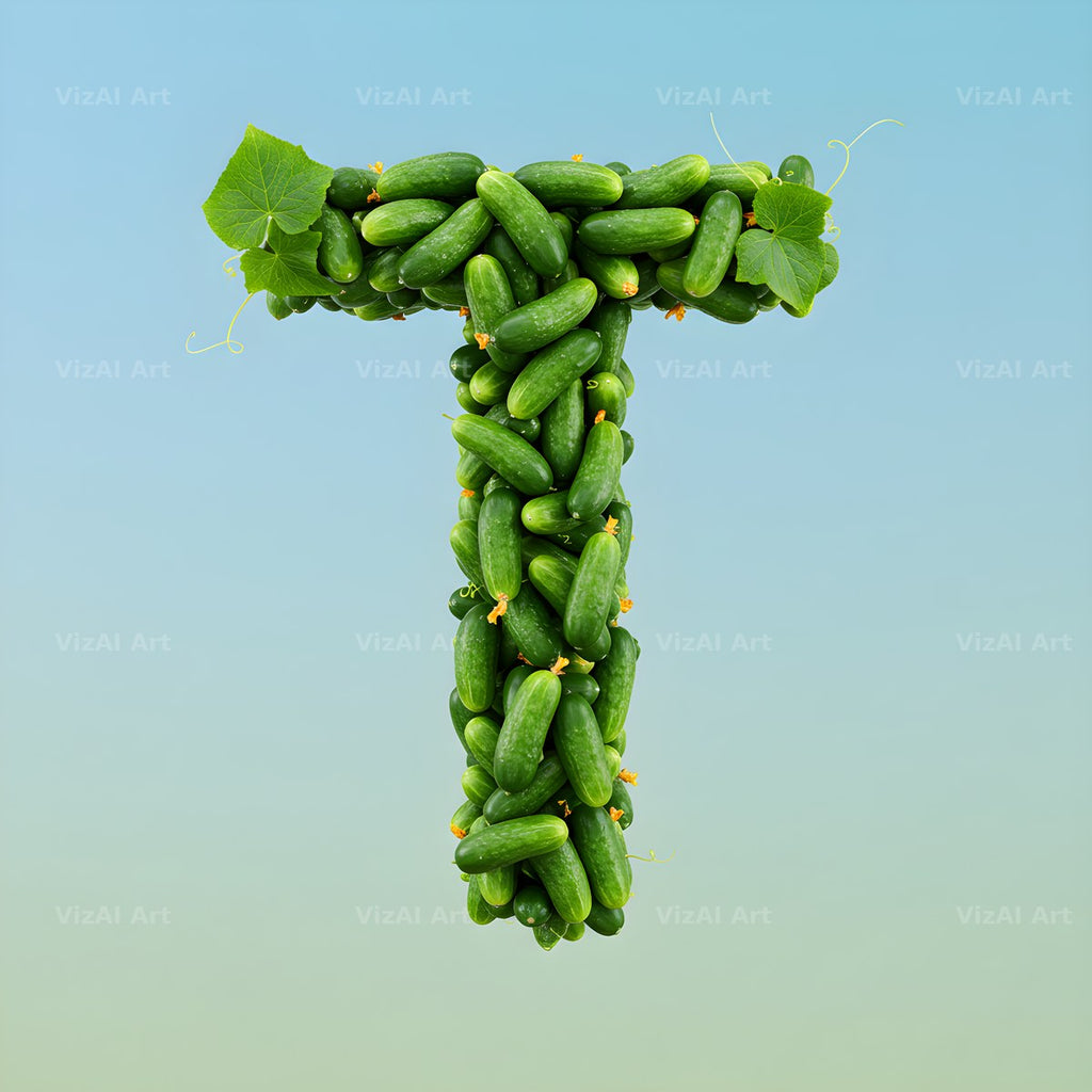 Fresh Cucumber Crunch alphabet letter T