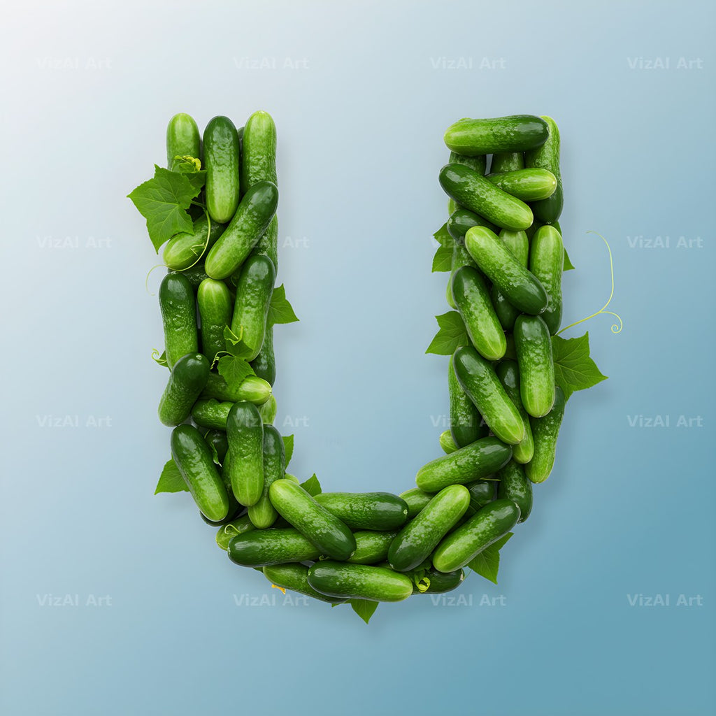 Fresh Cucumber Crunch alphabet letter U