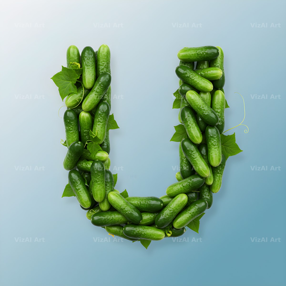 Fresh Cucumber Crunch alphabet letter U