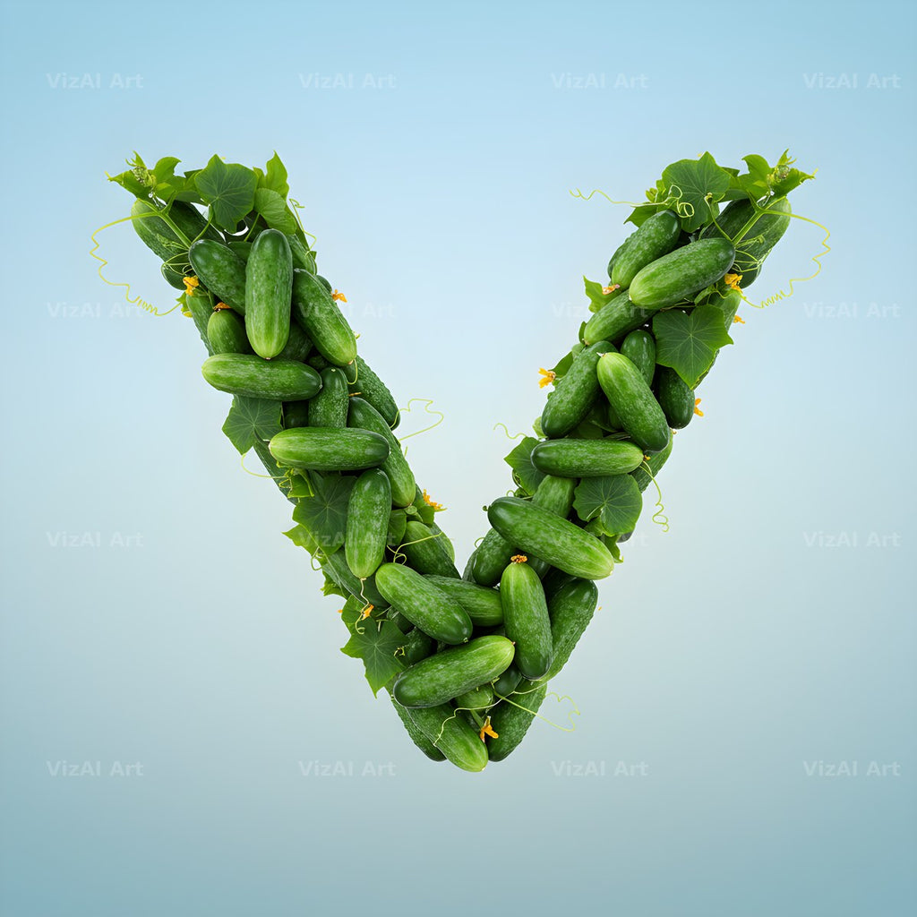Fresh Cucumber Crunch alphabet letter V