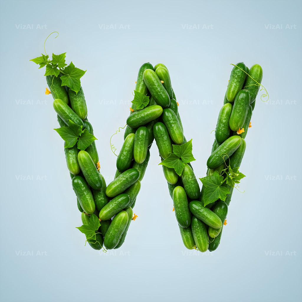 Fresh Cucumber Crunch alphabet letter W