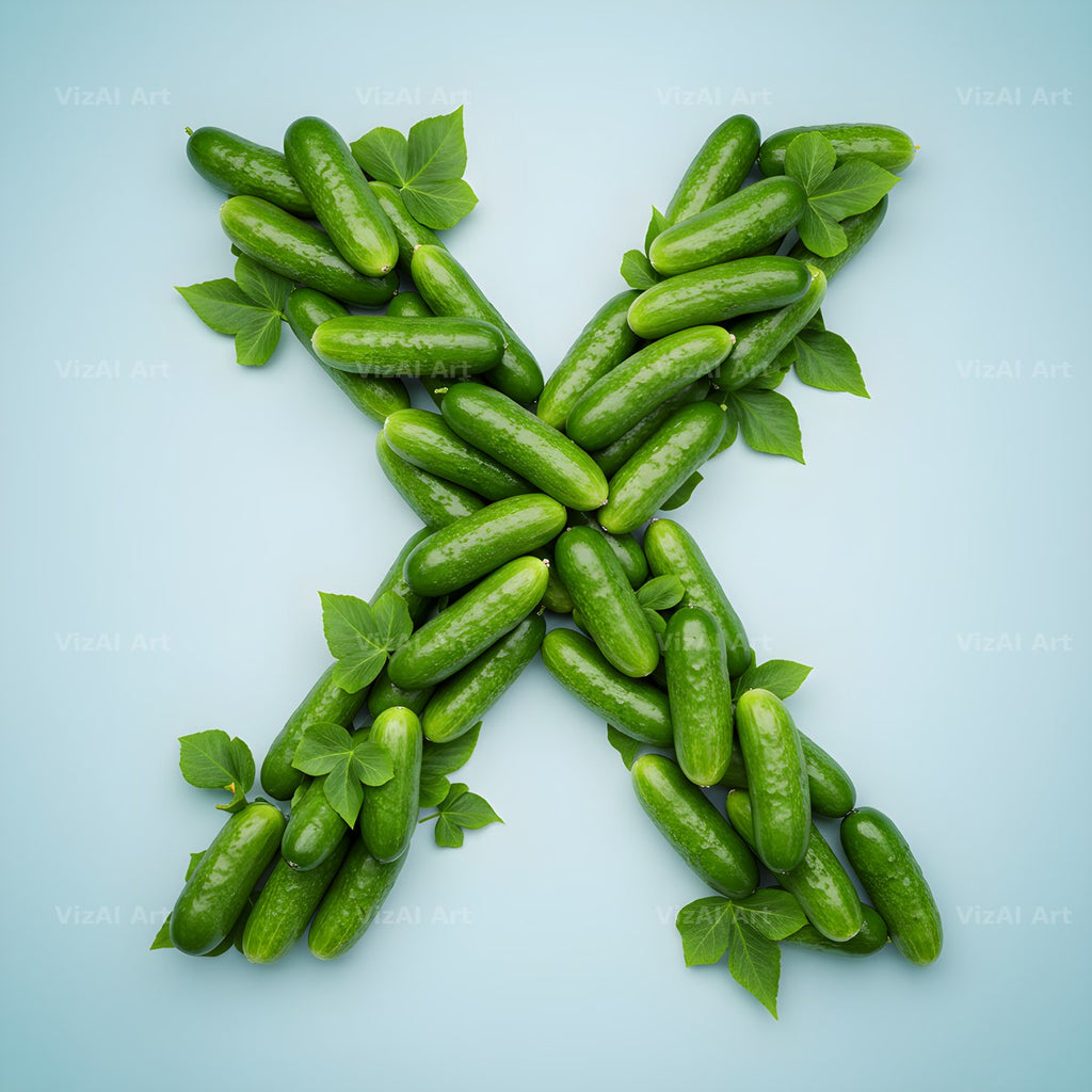 Fresh Cucumber Crunch alphabet letter X
