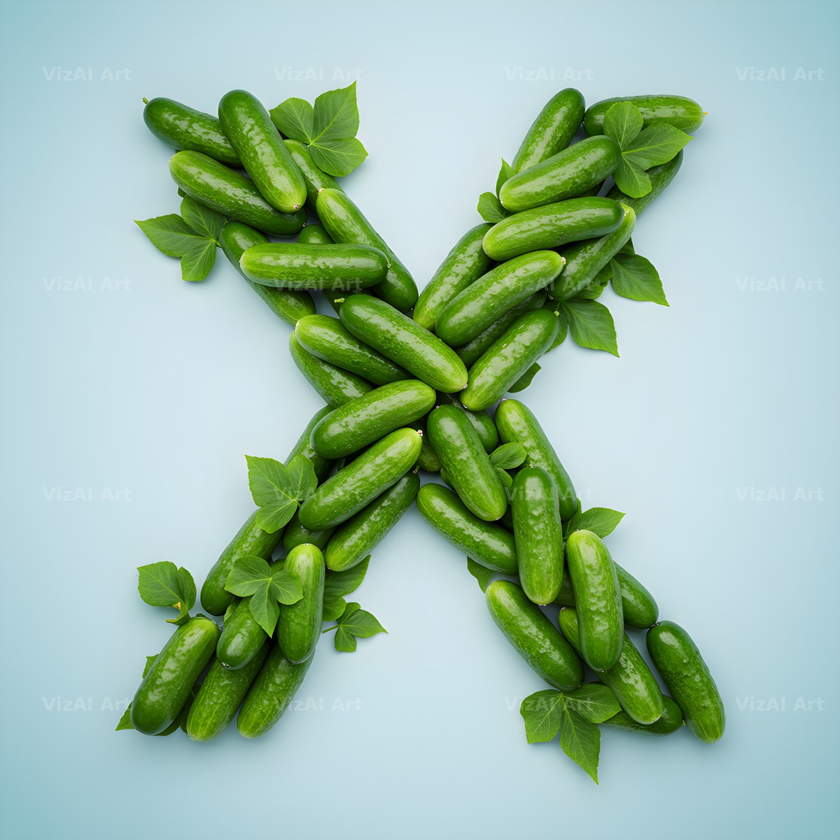 Fresh Cucumber Crunch alphabet letter X
