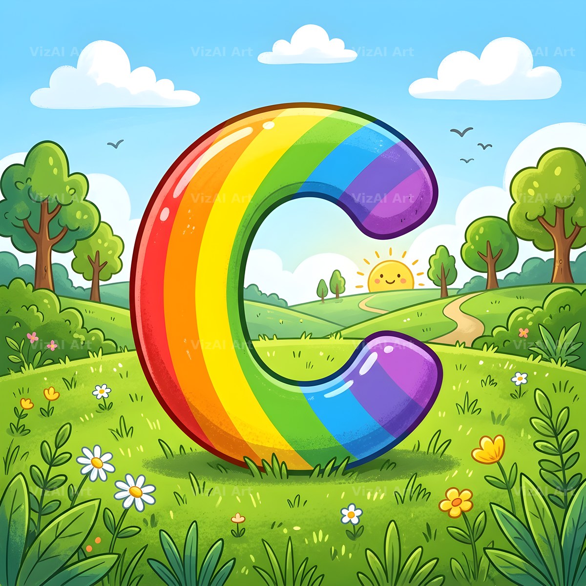 Rainbow Storybook Field alphabet letter C