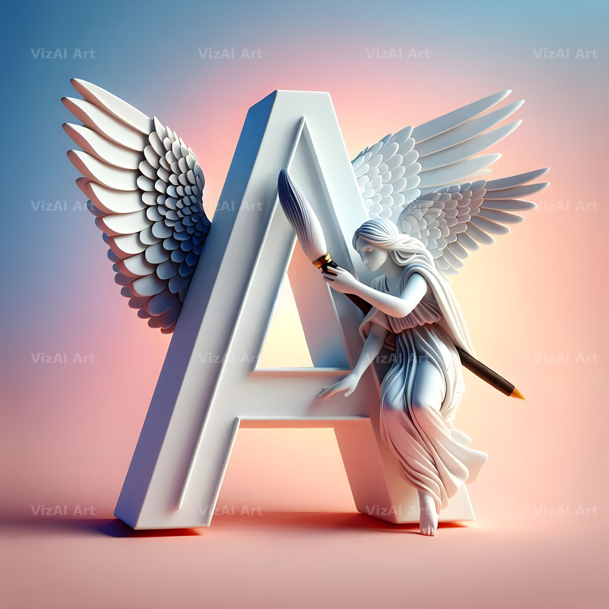 Angel Wing Feather alphabet letter A