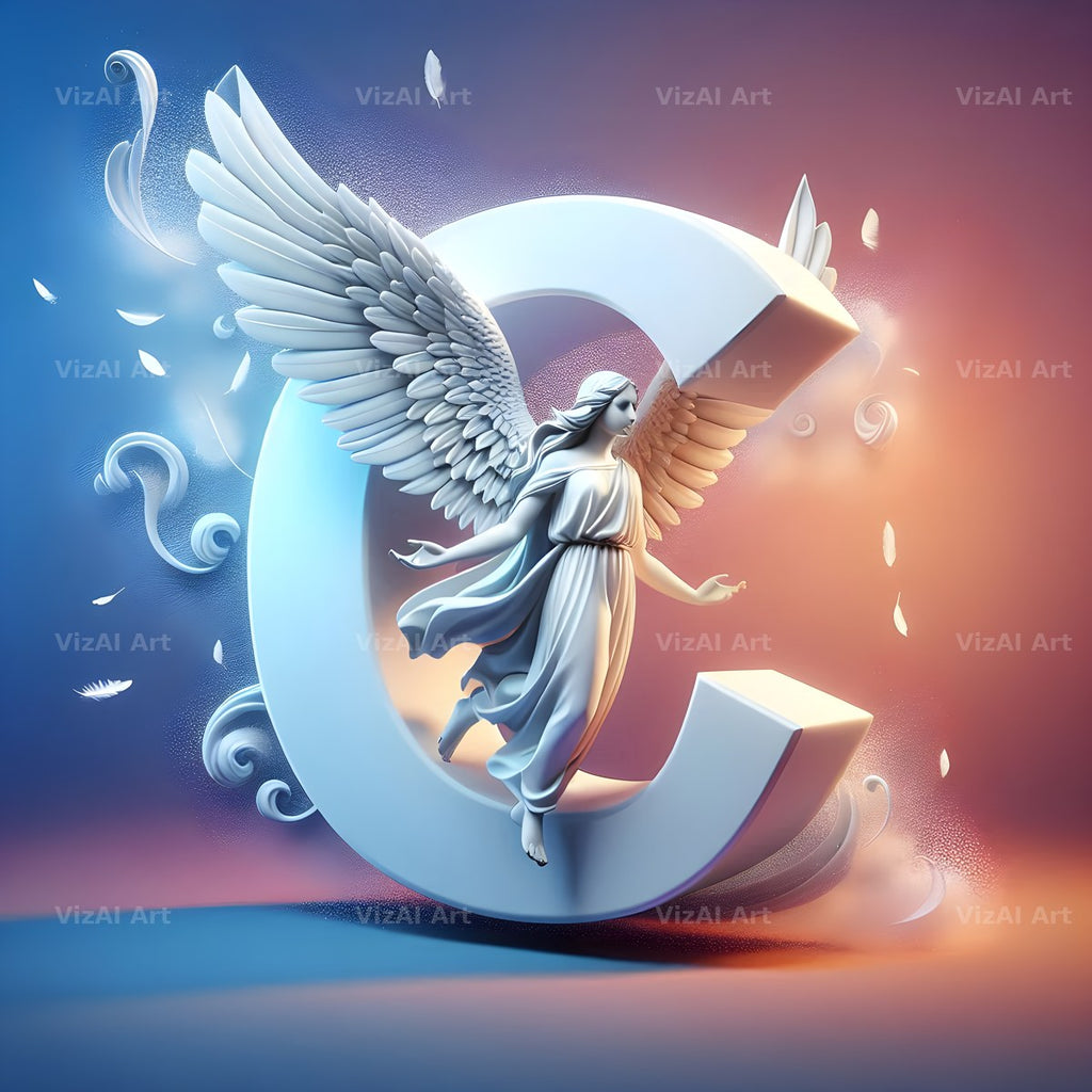 Angel Wing Feather alphabet letter C
