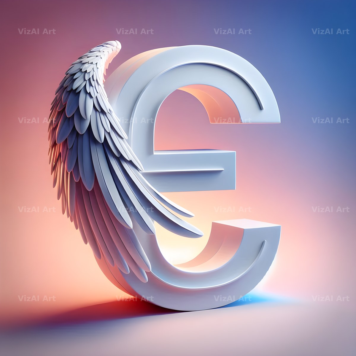 Angel Wing Feather alphabet letter E