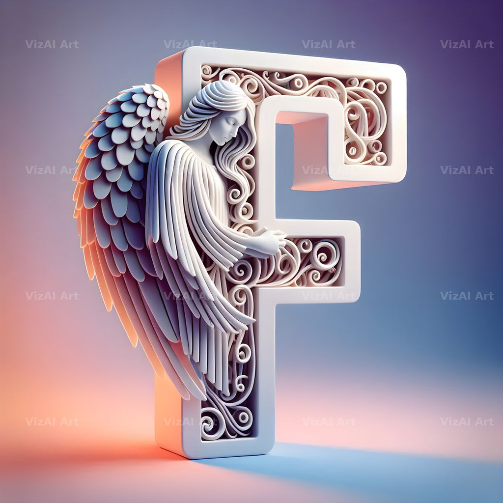 Angel Wing Feather alphabet letter F