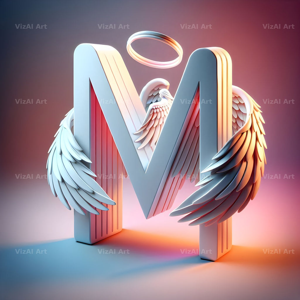 Angel Wing Feather alphabet letter M