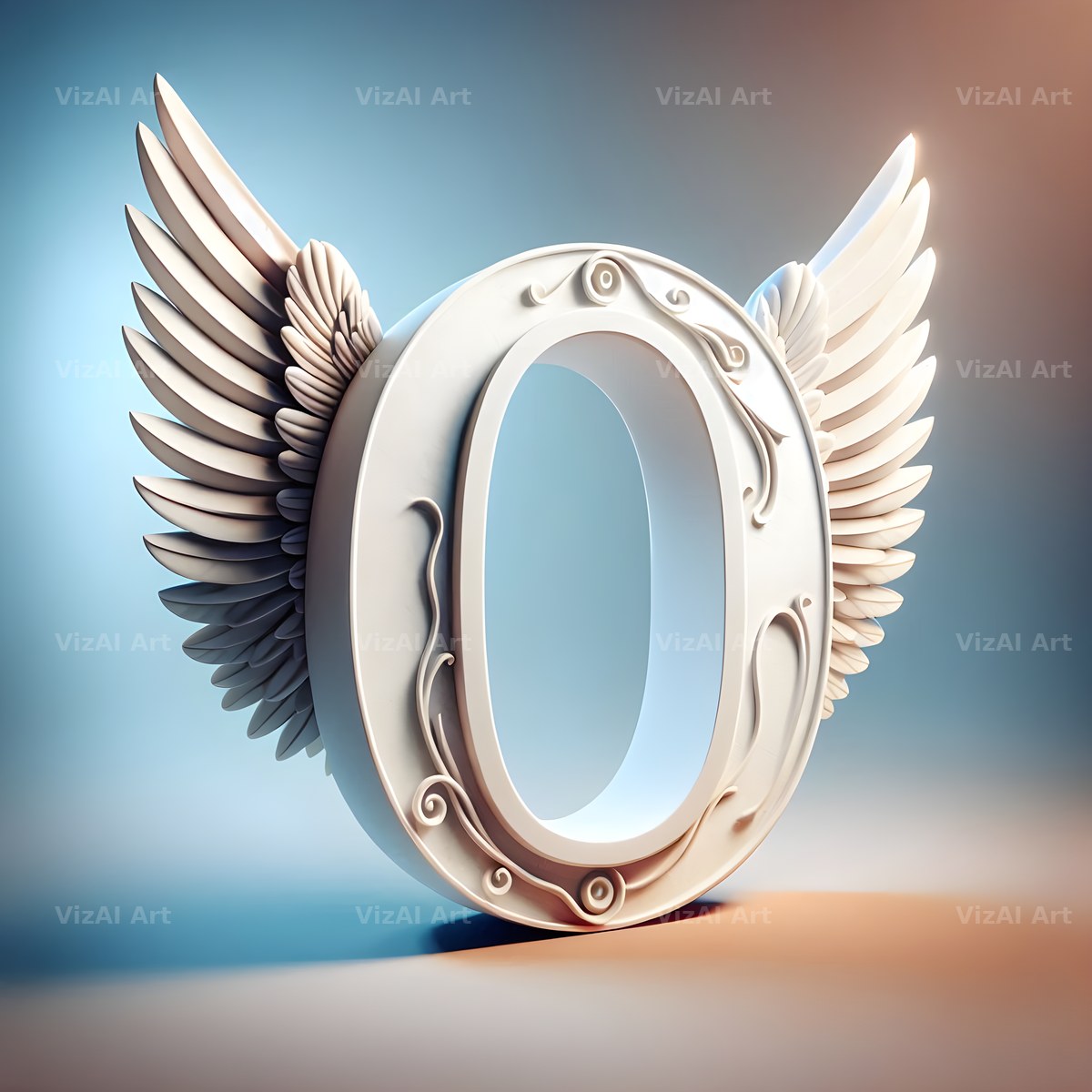 Angel Wing Feather alphabet letter O