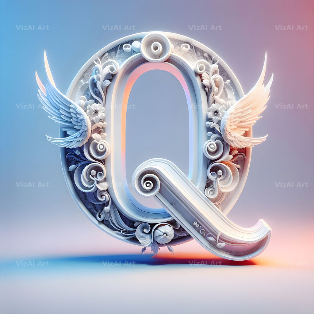 Angel Wing Feather alphabet letter Q