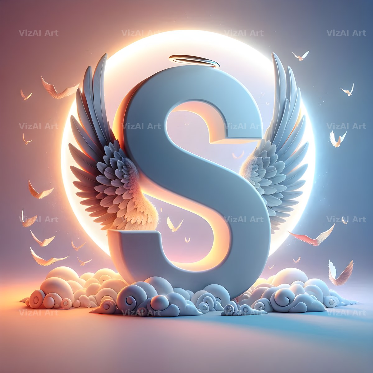 Angel Wing Feather alphabet letter S