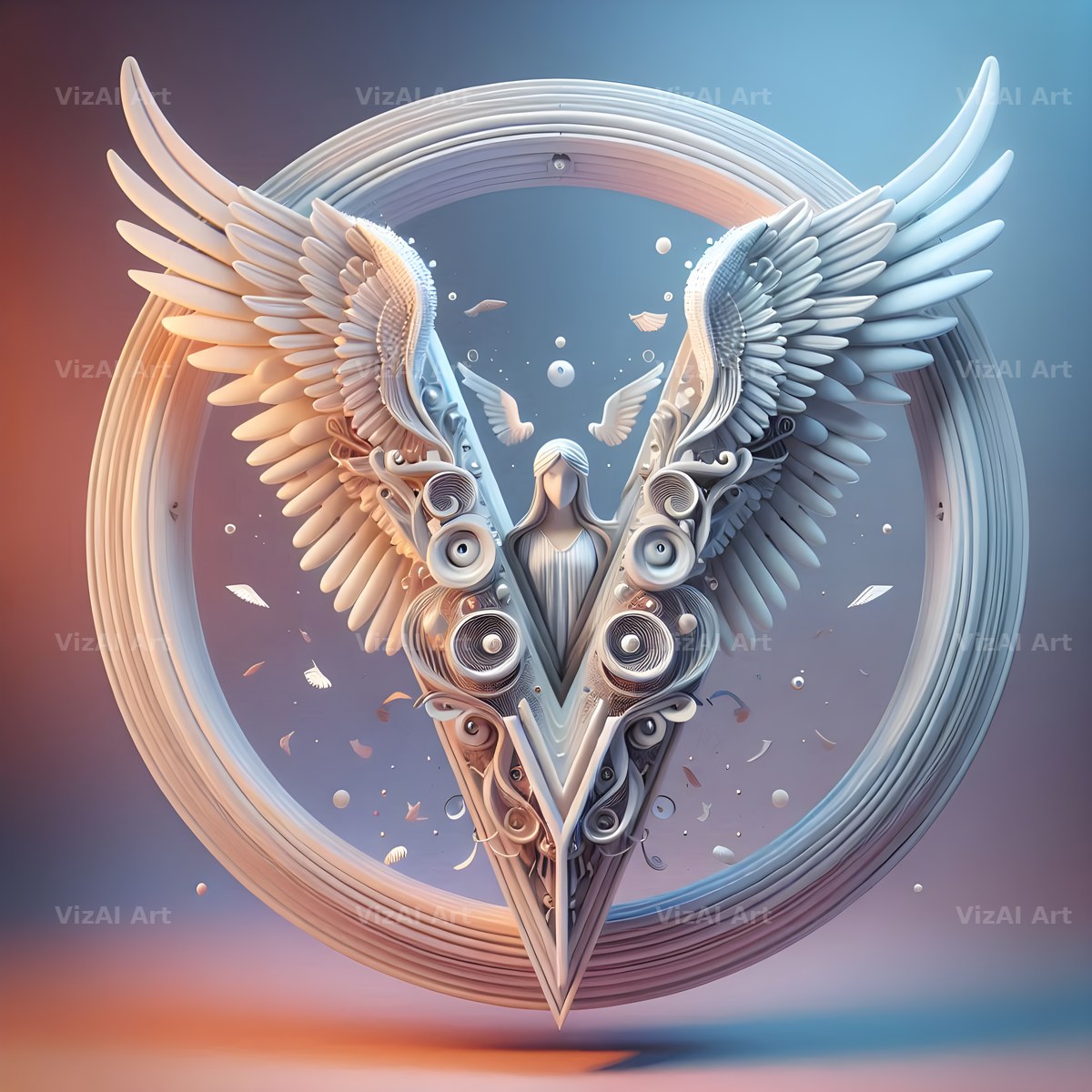 Angel Wing Feather alphabet letter V
