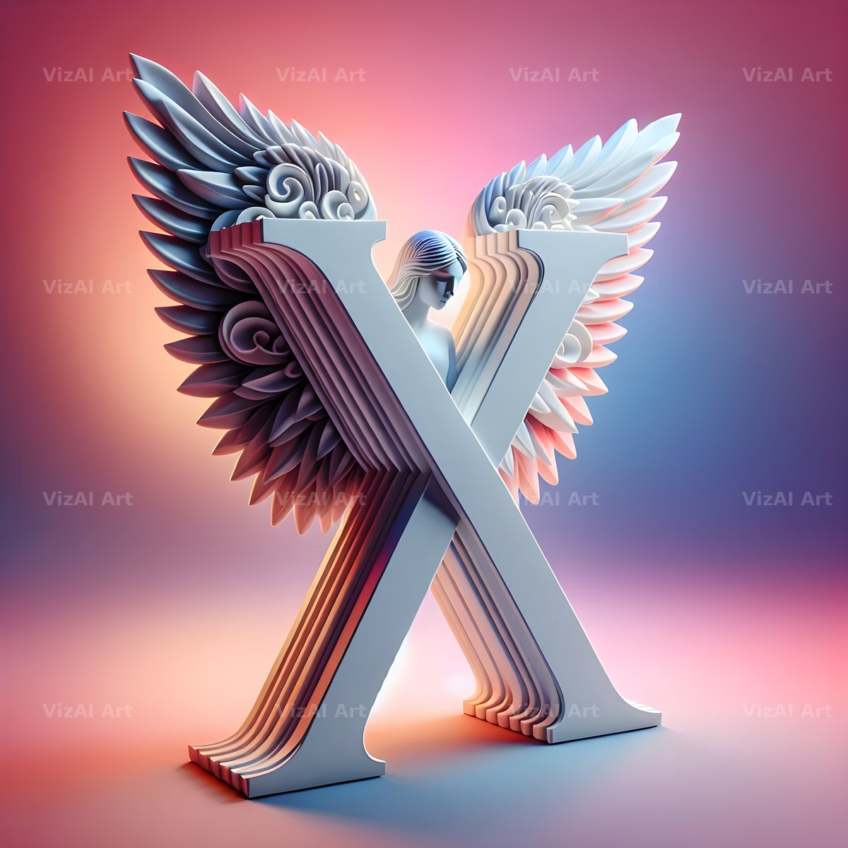 Angel Wing Feather alphabet letter X