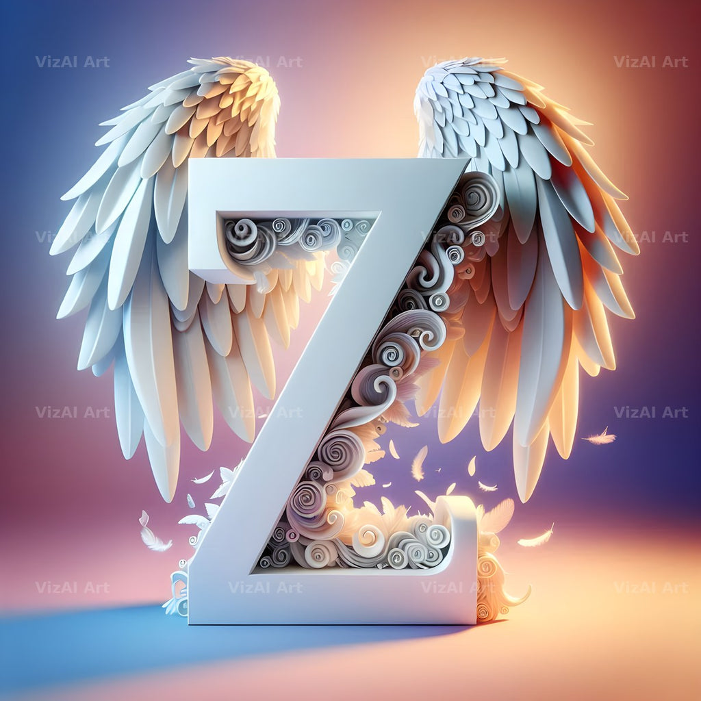 Angel Wing Feather alphabet letter Z