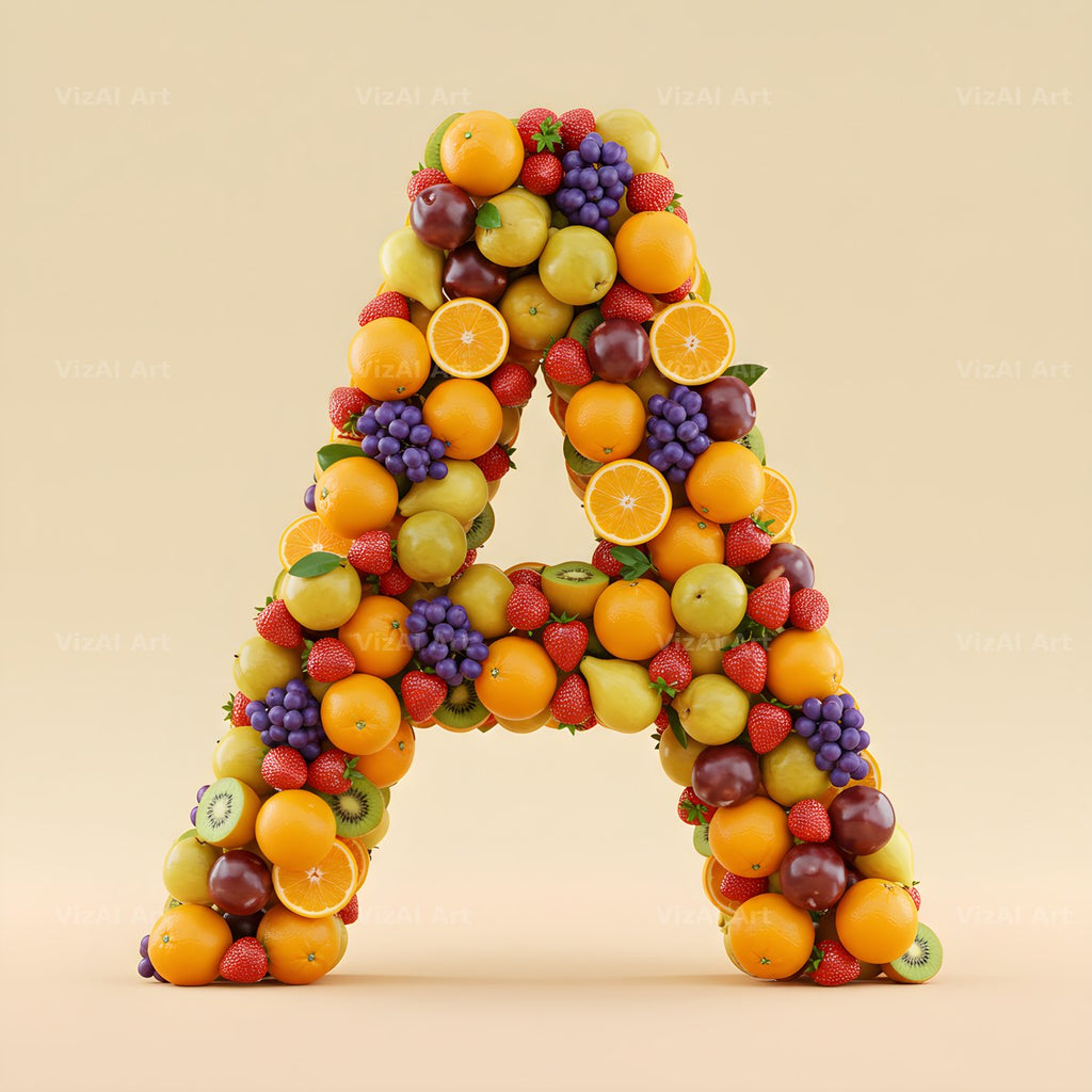 Fresh Fruit Medley alphabet letter A