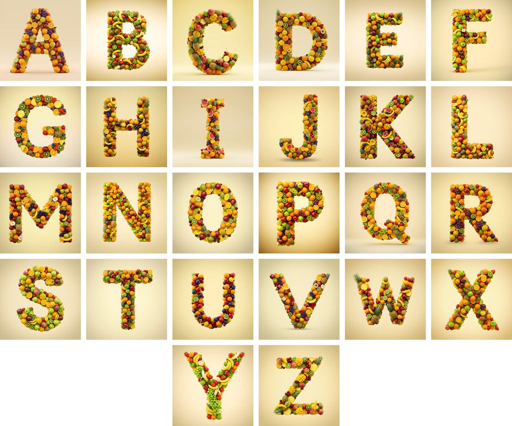 Fresh Fruit Medley alphabet — all 26 letters