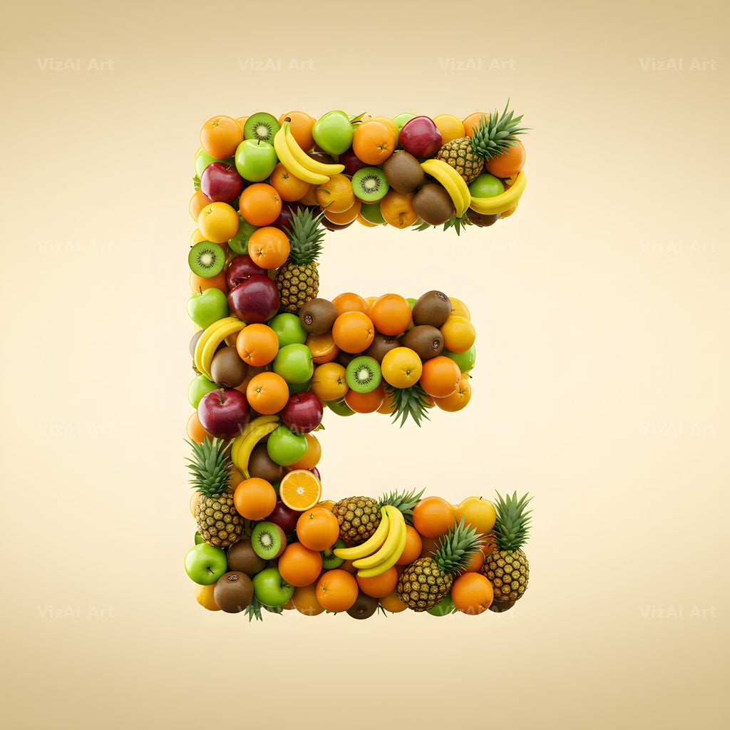 Fresh Fruit Medley alphabet letter E