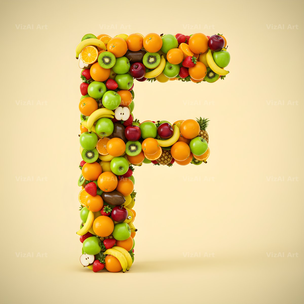 Fresh Fruit Medley alphabet letter F