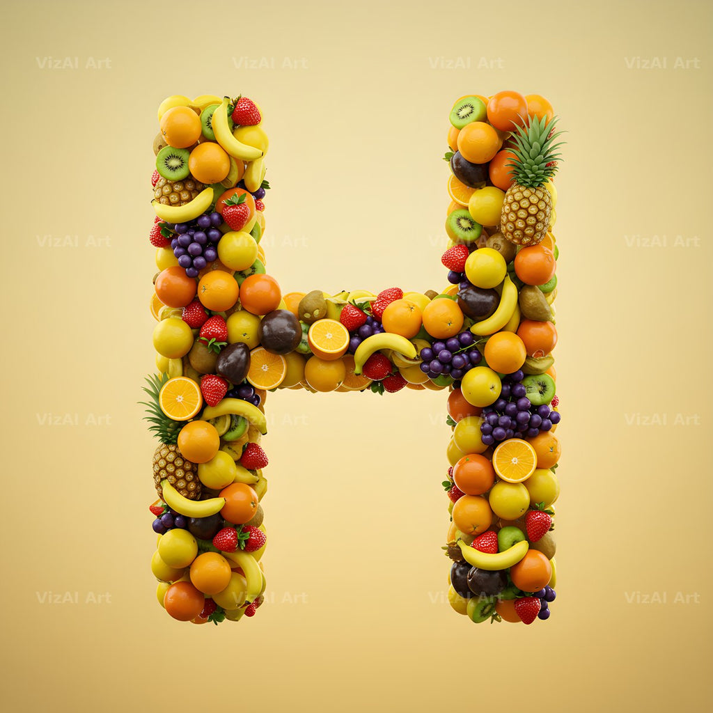 Fresh Fruit Medley alphabet letter H