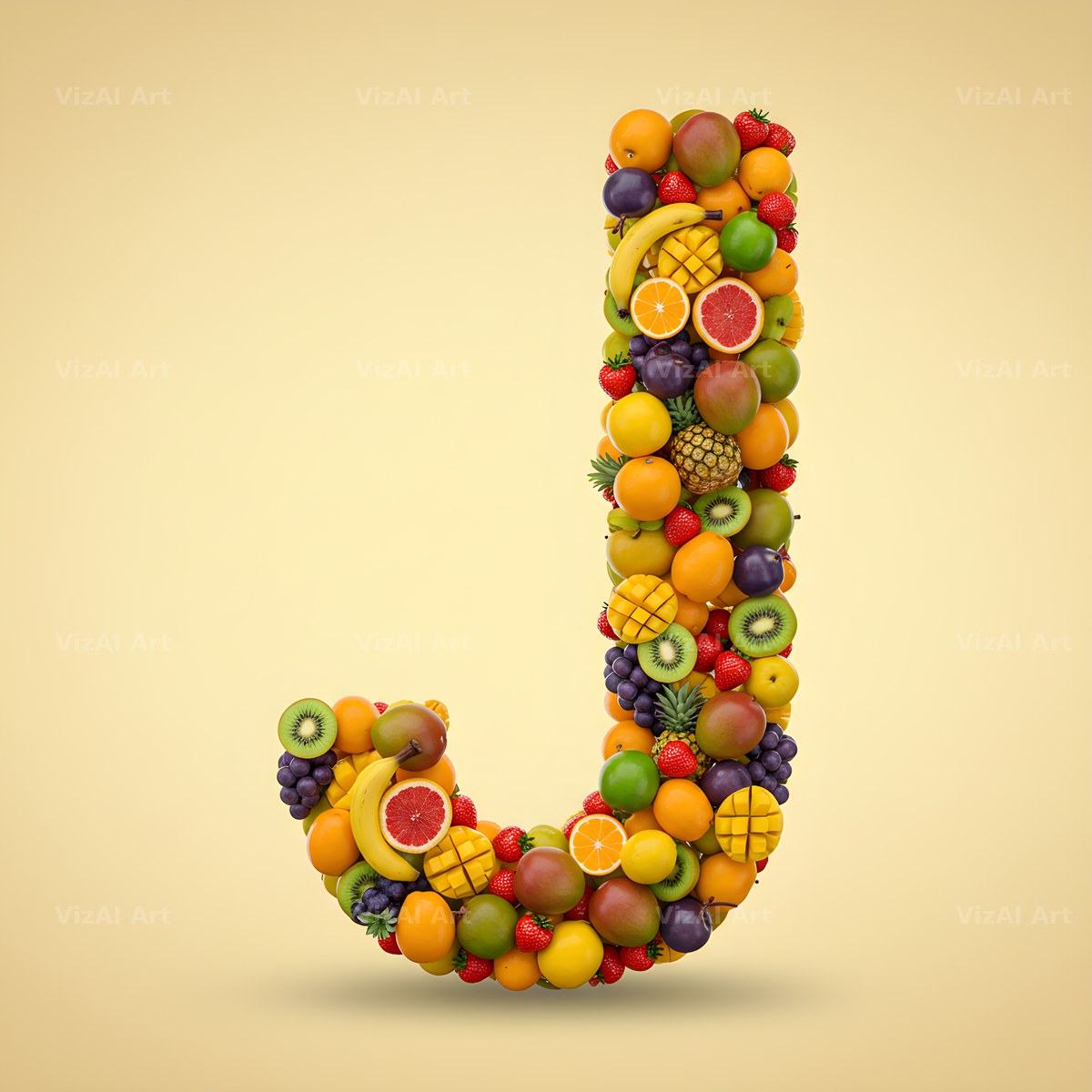 Fresh Fruit Medley alphabet letter J