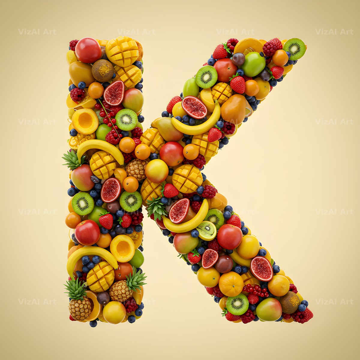 Fresh Fruit Medley alphabet letter K