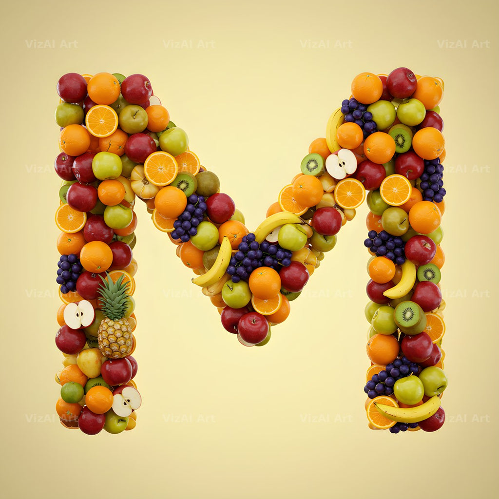 Fresh Fruit Medley alphabet letter M
