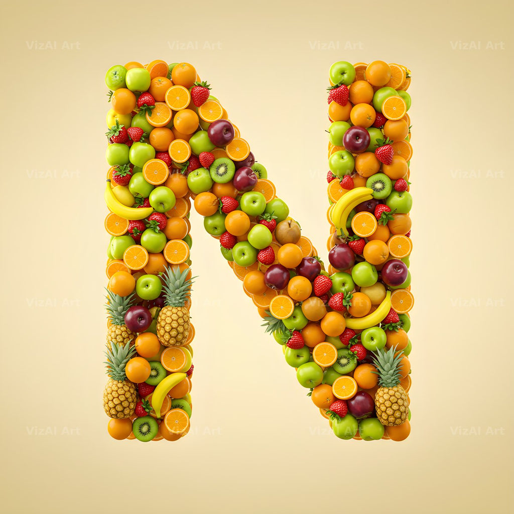 Fresh Fruit Medley alphabet letter N