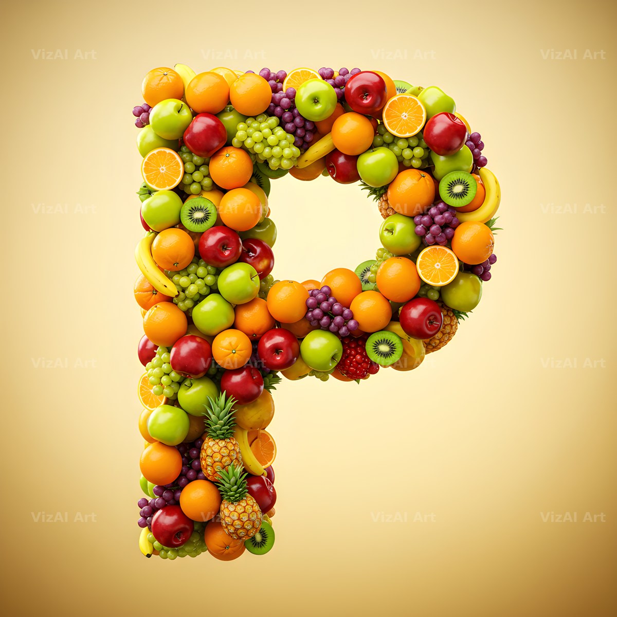 Fresh Fruit Medley alphabet letter P