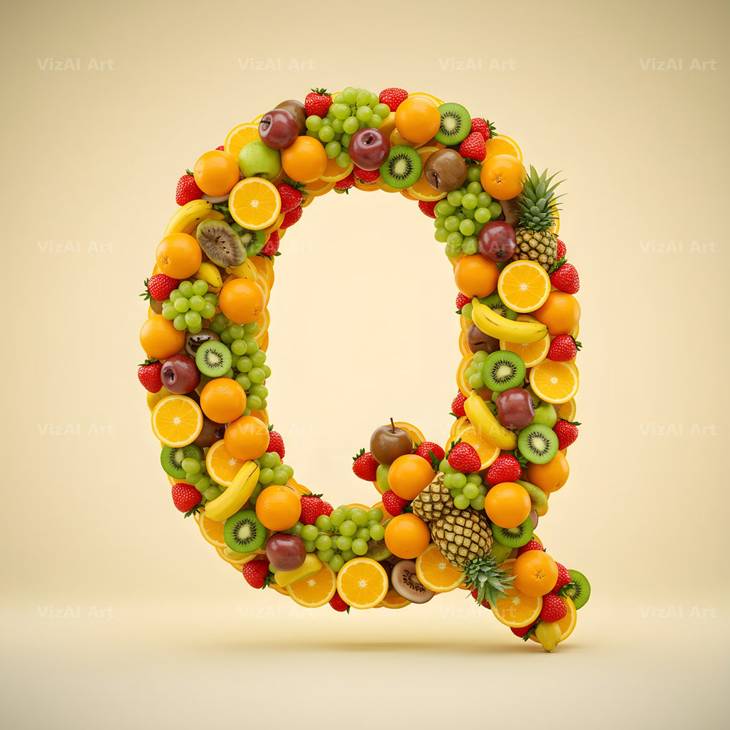 Fresh Fruit Medley alphabet letter Q