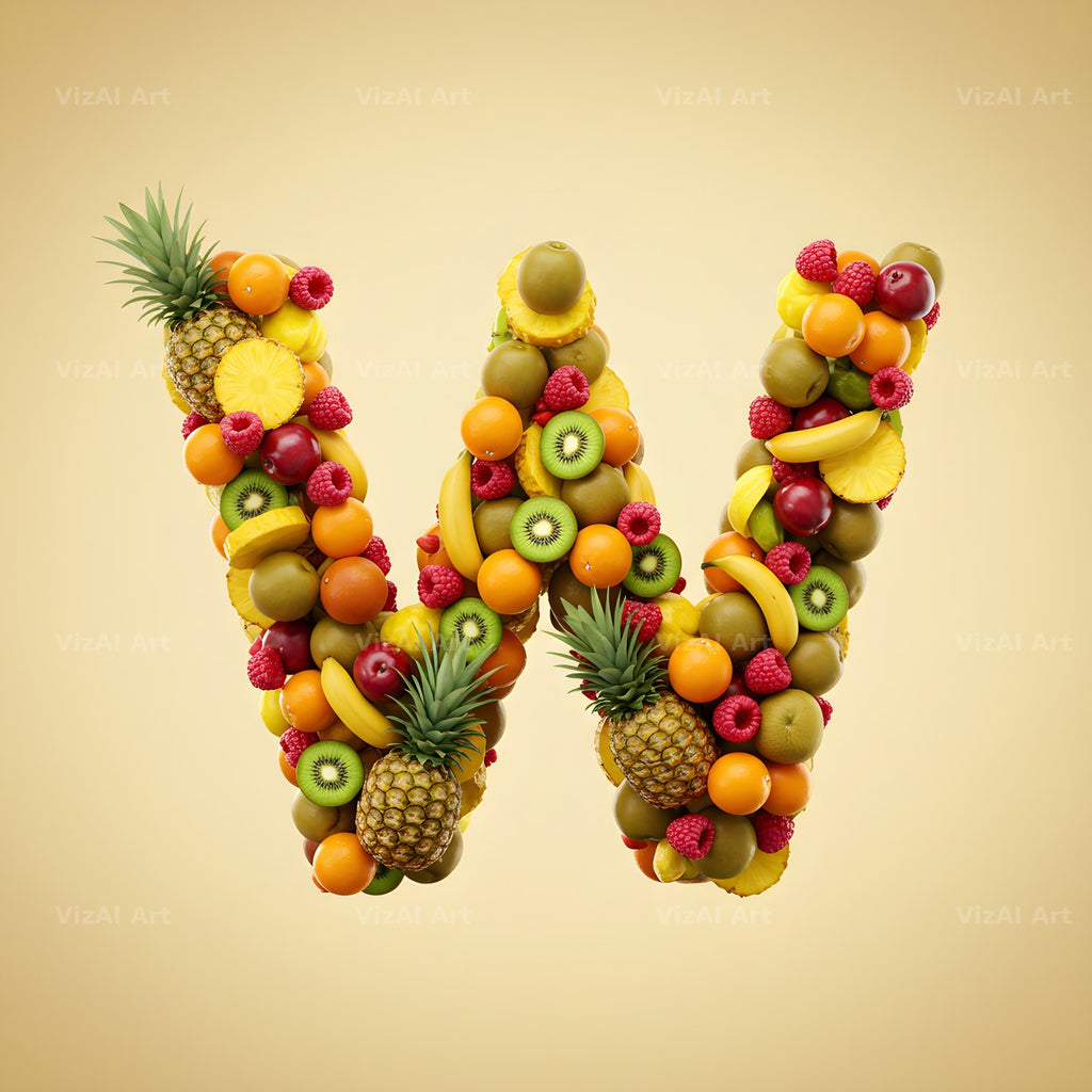 Fresh Fruit Medley alphabet letter W