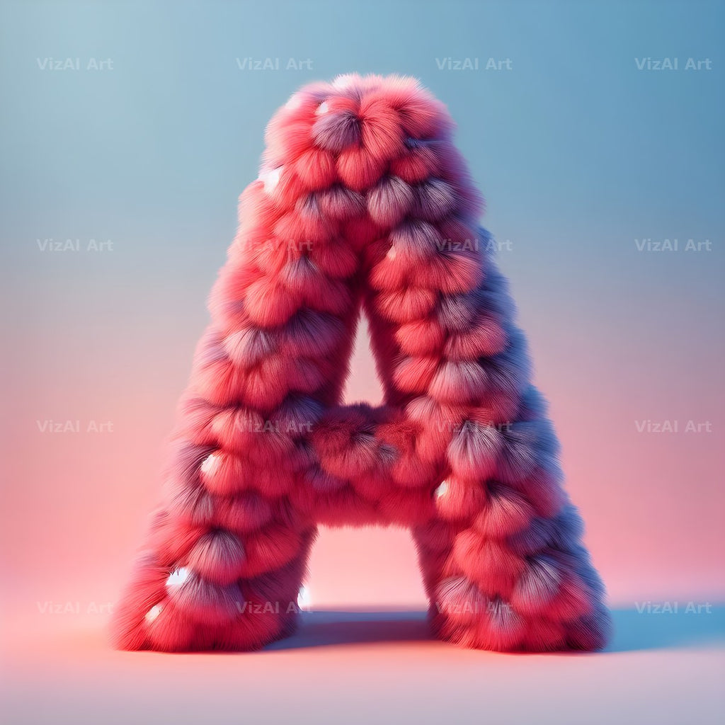 Pink Fur Fluff alphabet letter A