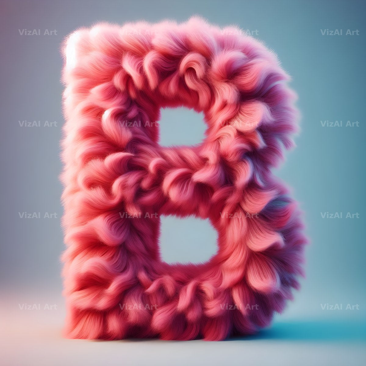 Pink Fur Fluff alphabet letter B
