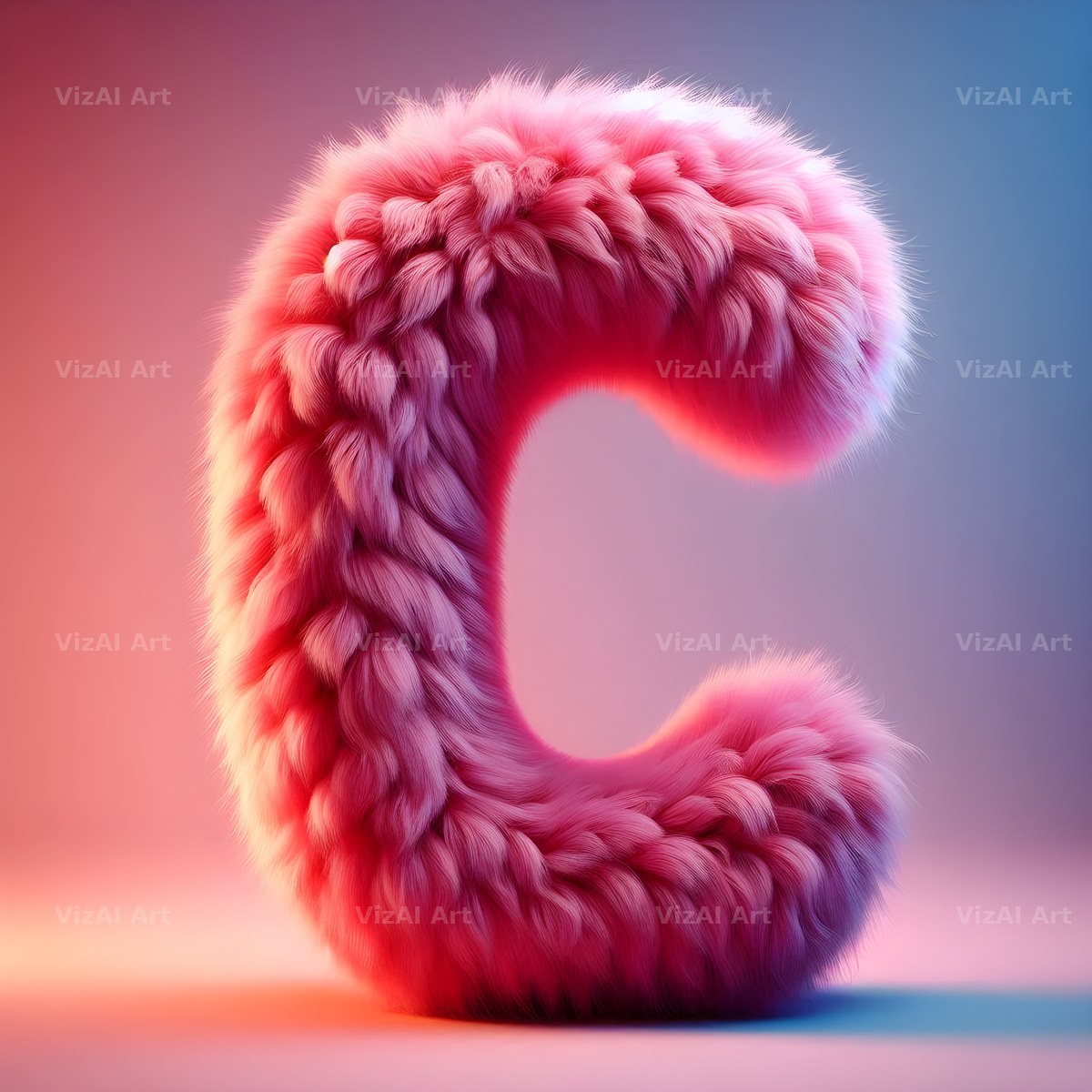 Pink Fur Fluff alphabet letter C